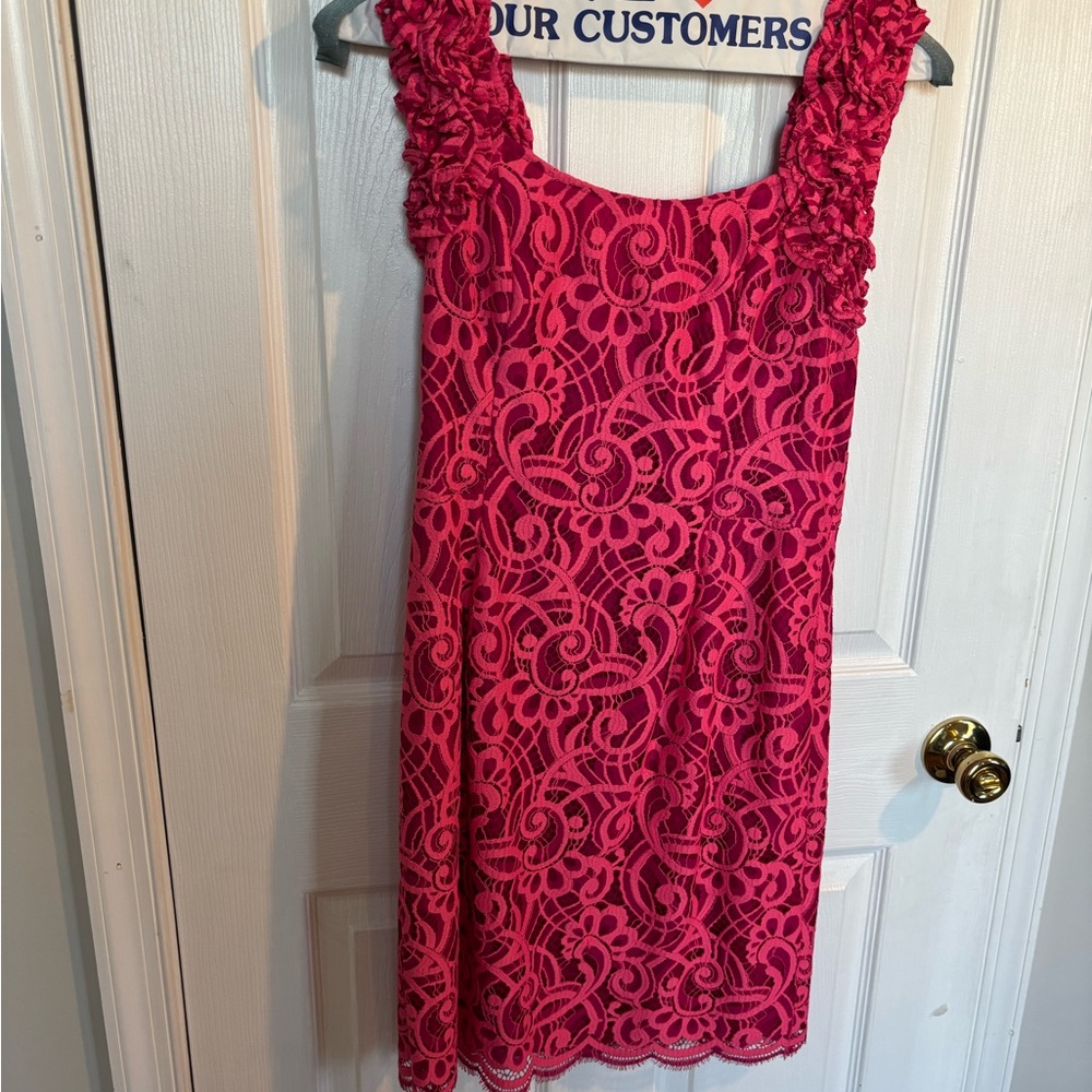 Lilly Pulitzer Vibrant Pink Lace Mini Dress